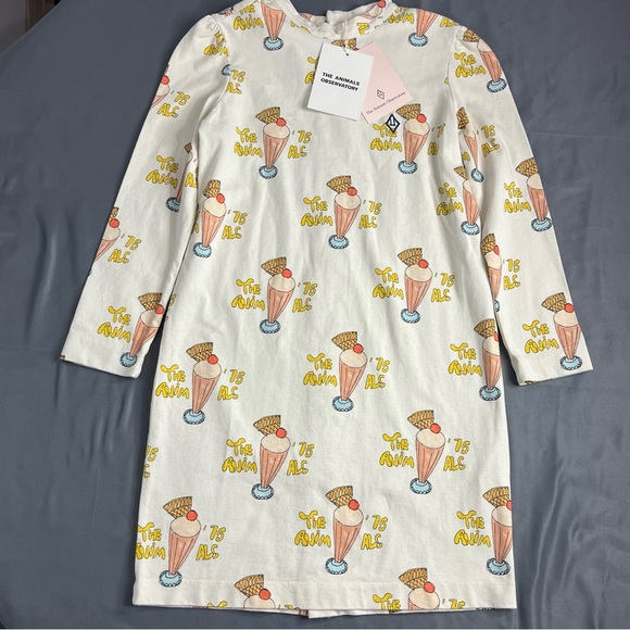 The Animals Observatory Bug Dress New Tags Size 10 Kids Button Up Play Ice Cream - Picture 3 of 11